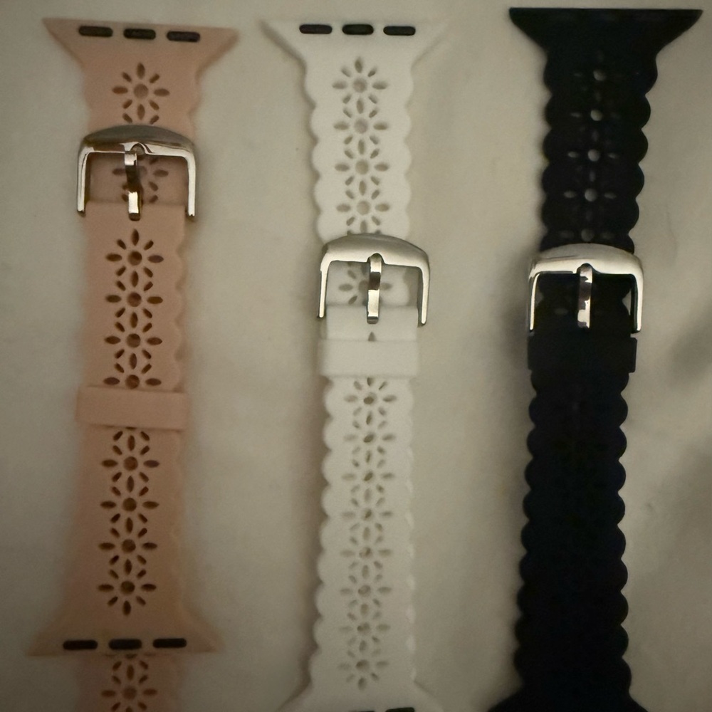 Set of Three Floral Cutout Watch Bands